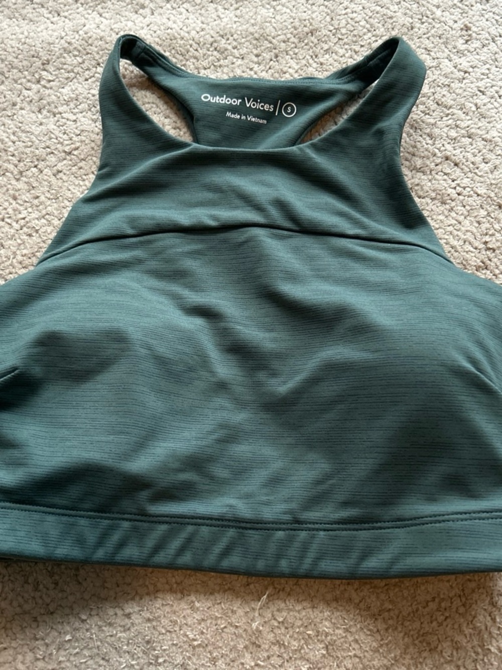 Outdoor Voices Dark Green High Neck Racerback Sports Bra